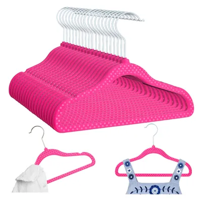 Produktbild von OGIVO Kinderkleiderbügel Samt Rosa mit Punkten 20 Stück Rutschfest