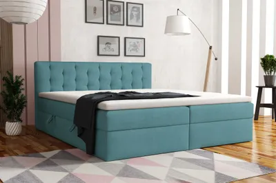 Produktbild von Boxspringbett Schlafzimmerbett DIAGO 140x200cm Stoff Castel Türkis