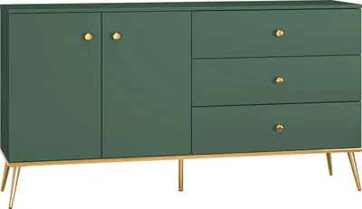 Produktbild von FURNLUX Sideboard Fort Grün Und Gold 160cm / Hauptfarbe: Grün / Abmessungen: 160 x 85 x 40 cm