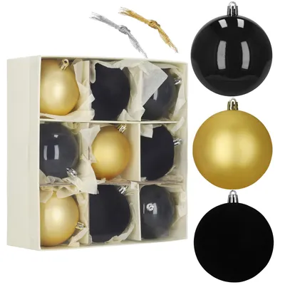 Imagen del producto de Adornos navideños | 9 unidades | 8,5 cm | Dorado/
