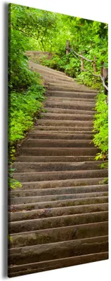 Produktbild von Wallario Premium Leinwandbild Steintreppe im Wald in Größe 80 x 200 cm