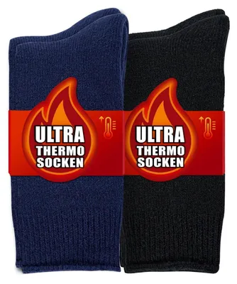 Immagine prodotto di Calze termiche da donna e da uomo, 2 paia, extra spesse, taglie 39-45, colore blu navy e nero