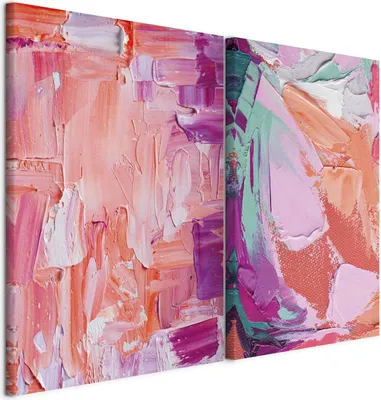 Produktbild von murando - Handart Bilder Set Dopamin Kunstdruck 80x60cm 2 Teilig je 40x60cm Collage 2er Vlies mit Acrylgel Beschichtet Wandbilder Wohnzimmer Dekoration - Rosa Abstrakte Texturen a-B-10138-b-a