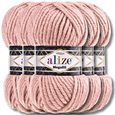 Obrázok produktu pre Alize 5x 100g Superlana Megafil, hrubá priadza, univerzálna, vhodná na háčkovanie a pletenie (farba: ružová - 161)