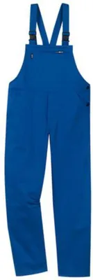 Product shot of blue overalls on a white background.