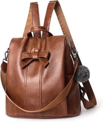 Produktbild von Lederrucksack für Damen, Diebstahlschutz, multifunktional, für Schule