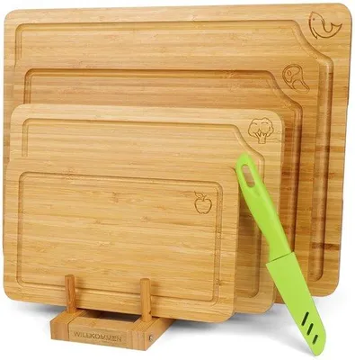 Produktbild von Schneidebrett Set 4-teilig - Bamboo mit Saftgrube