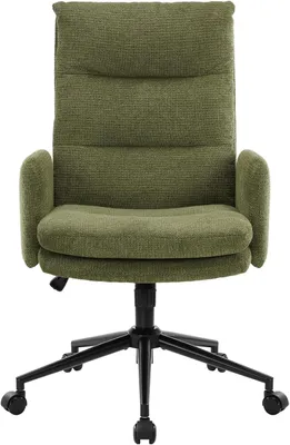 Image de Chaise de bureau avec dossier haut - Chaise de bureau rembourrée avec accoudoirs - Fauteuil réglable en hauteur avec roulettes