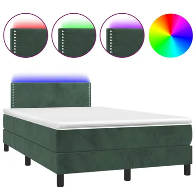 Produktbild von vidaXL Boxspringbett mit Matratze & LED Dunkelgrün 120x200 cm Samt