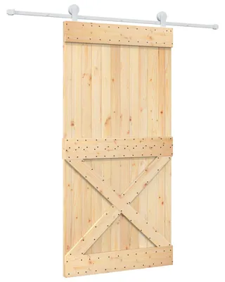 Obrázok produktu pre vidaXL Posuvné dvere v prírodnej a bielej farbe, 100 x 210 cm, masívna borovica