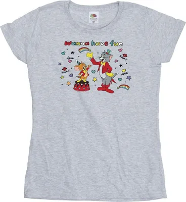 Produktbild von Tom And Jerry - "Wanna Have Fun" T-Shirt für Damen BI43751 (XXL) (Grau)