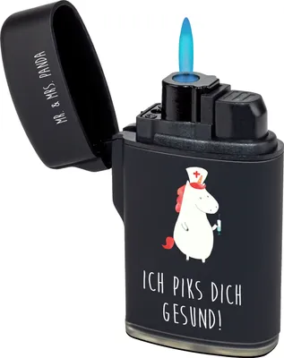 Produktbild von Mr. & Mrs. Panda Feuerzeug Einhorn Krankenschwester - Schwarz - Geschenk, Zünder, Krankenpfleger, Krankenhaus, Unicorn, Ärztin, Krankenpflegerin, Gasfeuerzeug, Feuerzeuge
