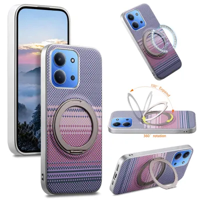Immagine prodotto di Custodia magnetica MagSafe per smartphone Xiaomi Redmi 15C 4G 5G, con supporto girevole e basculante, realizzata in ecopelle