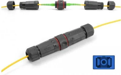 Productafbeelding van DELOCK LWL-kabelconnector, SC simplex, mannelijk naar mannelijk, UPC, waterdicht, SC, zwart, single-mode