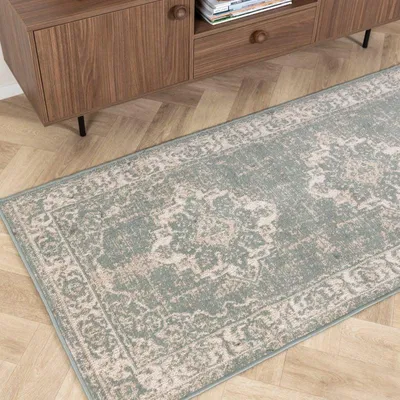 Zdjęcie produktu dla Chodnik vintage - Spring Medaillon Zielony/Kremowy