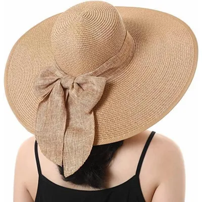 Immagine prodotto di Cappello da sole da donna, pieghevole, con ampia tesa, in paglia, con protezione UV 50+, color kaki