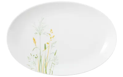 Produktbild von Servierplatte - Weiß - Grün - Gelb - 31,5 x 21 cm - Porzellan - Gräsermotiv