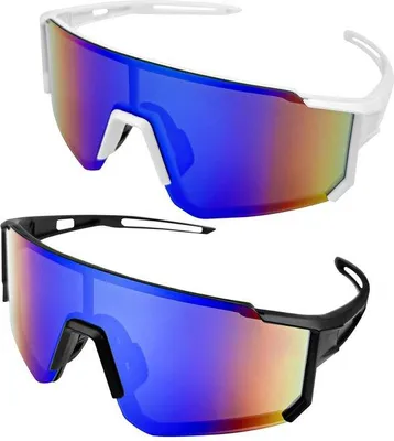 Image de Lot de 2 masques de ski : lunettes de soleil de sport Polare avec protection UV400 pour la course à pied, le cyclisme, la pêche et le ski