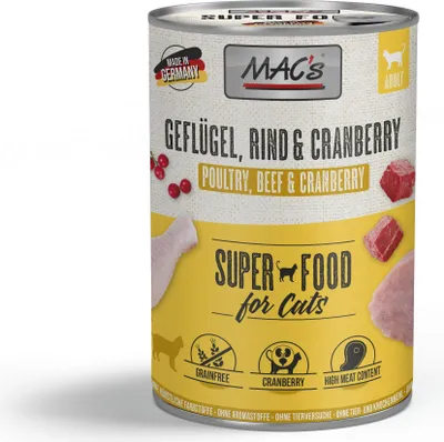 Produktbild von MAC's CAT GEFLÜGEL & CRANBERRY, Adult, jede Rasse, Cranberry, Geflügel, 400 g, Getreidefrei