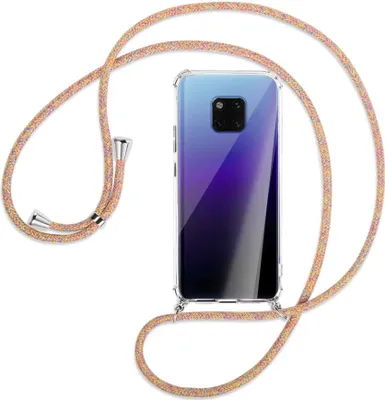 Produktbild von Handykette Backcover-Schutzhülle mit Band (Metall silberfarben) für Huawei Mate 20 Pro - Rainbow