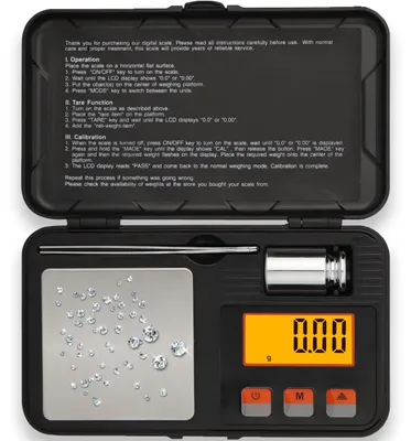 Präzisionswaage 200 g / 0,01 g, digital, LCD, Tara, inkl. Batterien
