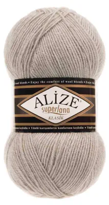 Alize Superlana Klasik unifarben 100g Strickgarn Strickwolle 25% Wolle, 152 beige melange
