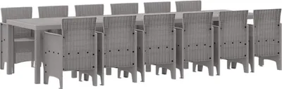 Produktbild von vidaXL Garten Essgruppe 13 Stk. Hellgrau Polt Rattan