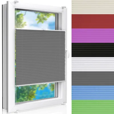 Image de Stores plissées sur mesure pour décoration de fenêtres, en gris