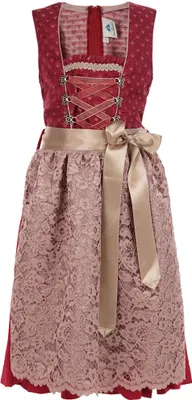 Produktbild von Isar-Trachten Jugend Dirndl "Vanessa" Spitzenschürze 64641 | Bordeaux Altrosa Größe: 128