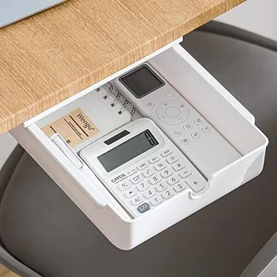 Produktbild von Schublade unter Schreibtisch, Aufbewahrungsbox Mini, Selbstklebende Schubladen Organizer für Büro, Versteckte Schubladenbox Weiße