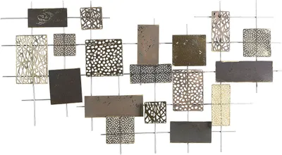 Produktbild von BELIANI Wanddekoration Gold Quadratisch Kombination Unregelmäßig 50 x 90 cm aus Metall Modernes Design Wohnzimmer Flur