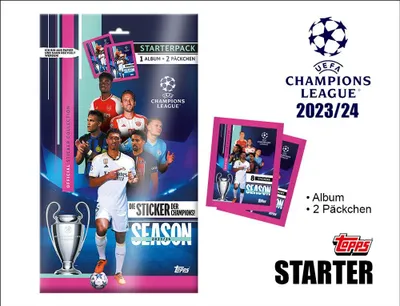 Zdjęcie produktu dla Topps - Liga Mistrzów 2023/24 - Naklejki kolekcjonerskie - 1 pakiet startowy