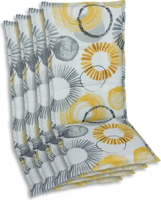Produktbild von GO-DE Textil, Sesselauflage Mittellehner, 4er Set, Farbe: beige, Maße: 108 cm x 50 cm x 6 cm, Rueckenhoehe: 60 cm