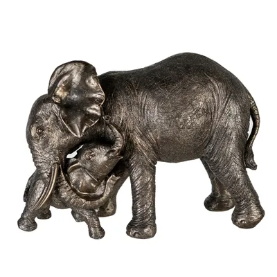 Produktbild von GILDE Dekofigur Elefant Zambezi mit Jungem, grau, gold H. 21 cm,89213