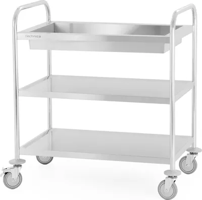 Produktbild von TECHNICA Servierwagen 3-Ebenen Edelstahl | Küchenwagen | Rundgriff | 860×540×940 mm