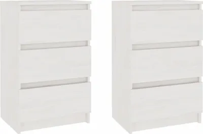 Obrázok produktu pre Nočné stolíky 2 ks biele 40x29,5x64 cm borovicový masív