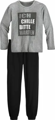 Produktbild von AUTHENTIC LE JOGGER Pyjama 2 -teilig meliert-grau-schwarz Größe 122/128