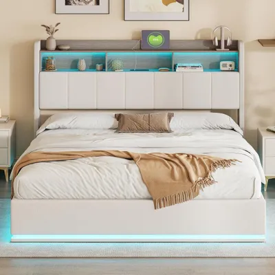 Obrázek produktu pro Postel pro dvě osoby, rozměry 140x200 cm - Postel s úložným prostorem - Postel s zásuvkami - Postel s úložným prostorem - Postel - Šedá barva - 3 prostorné zásuvky