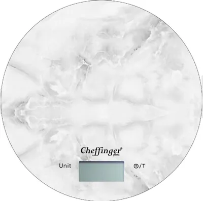 Imagen del producto de Báscula de cocina digital Cheffinger, 5 kg, con pantalla LCD, de vidrio y mármol, diseño blanco, antideslizante, ideal para hornear
