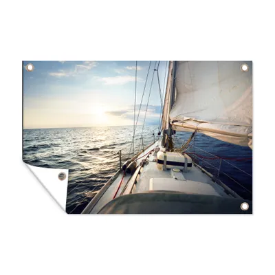 Obrázek produktu pro MuchoWow® Zahradní plakáty - Moře - plachetnice - slunce - 60x90 cm - Zahradní dekorace