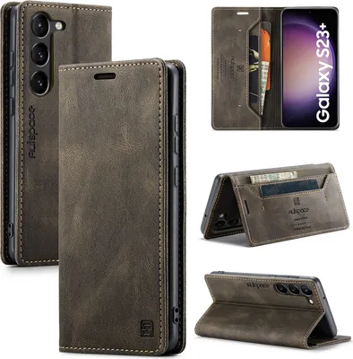 Produktbild von Galaxy S23+ Brieftasche Hülle, Retro Kunstledertasche Stand Schutzhülle für Samsung Galaxy S23+ Kupfer