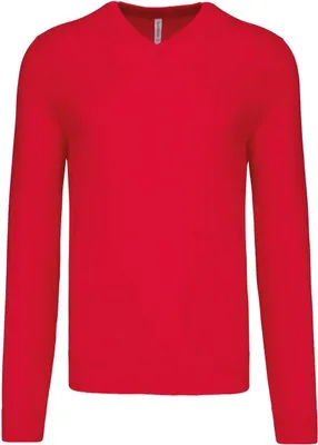 Produktbild von Kariban Herren Pullover Sweatshirt V-Ausschnitt Freizeitpullover, Größe:XL, Farbe:Rot