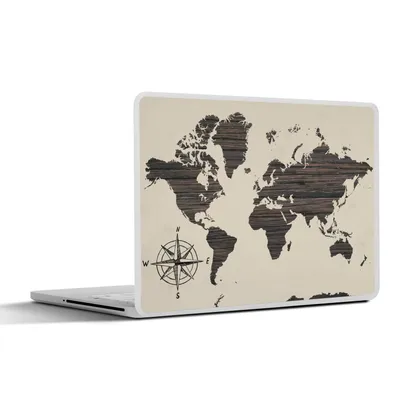 Produktbild von MuchoWow® Laptop Aufkleber Sticker Cover Weltkarte - Holz - Vintage 30x21 cm - Sticker für Laptop - Selbstklebend