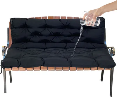 Image de Coussin de banc imperméable Coussin d'assise et de dossier Coussin pour banc de jardin Meubles de jardin Balançoires, 150x100x10cm,Noir