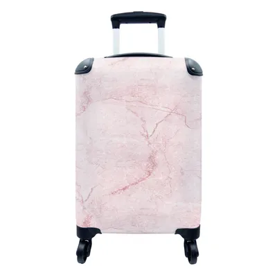 Produktbild von MuchoWow® Koffer Handgepäck Trolley Rollkoffer Kleine Reisekoffer mit 4 Rollen - Marmor - Rosa - Muster - Cabin Size < 55x40x23 cm & 55x40x20 cm - Fotokoffer - Kabinenkoffer - Boardgepäck - Reise-Box - Reisekoffer - Reisegepäck - Koffer mit Bild - Trolley für Kinder