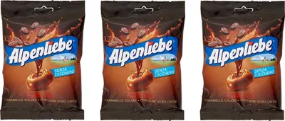 Produktbild von 3x Perfetti Alpenliebe Espresso Caramelle Colate senza zucchero Bonbon mit echtem Kaffee zuckerfreie Süßigkeiten Lollies 80g Beutel