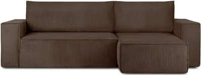 Produktbild von KONSIMO Linke/rechte Ecksofa mit Schlaffunktion mit Armlehnen "NAPI", Dunkelbraun, Cordstoff, Loft, 262x89x148cm