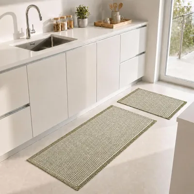Obrázek produktu pro Dvoudílná sada rohoží do koupelny s vaflovým vzorem, rozměry 50 x 121 cm a 43 x 61 cm