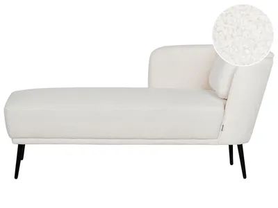 Produktbild von BELIANI Chaiselongue Rechtsseitig Cremeweiß Bouclé-Stoffbezug mit Armlehne Kissen Schwarzes Metallgestell Retro-Design Liegesofa Recamière Longchair