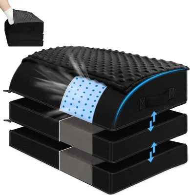 Image de Support de pieds pour bureau - Repose-pieds ergonomique - Pour un travail confortable - 3 hauteurs réglables - 46 x 33 cm - Gris